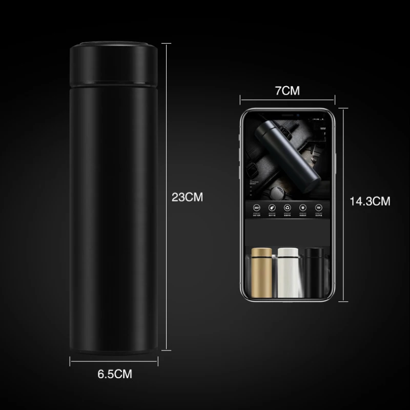 

500ml Fashion Smart Vacuum Cup With Temperature Display LED Stainless Steel Vacuum Flask Travel Bottle Thermos Cup Coffee Cup