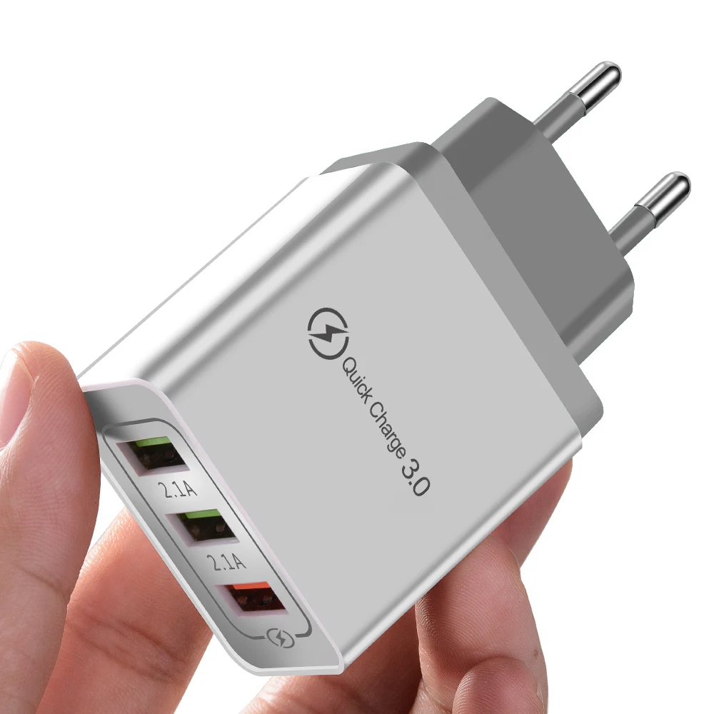 Олаф USB зарядное устройство для Xiaomi a2 Quick Charge 3,0 EU US Plug для samsung S8 S10 зарядное устройство для мобильного телефона 5 в 3 А быстрое зарядное устройство для iPhone - Тип штекера: Gray