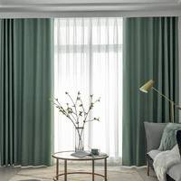 modern solid green blackout bedroom curtain for kitchen living room high density grey high shade shower curtain dgzjm1911