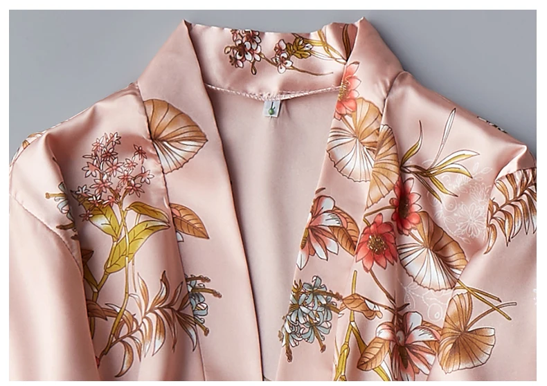 

Women Kimono Bathrobe Gown Nighty&Robe Suit Sleepwear Satin 2PCS Robe Set Sexy Nightgown Lounge Wear Print Intimate Lingerie