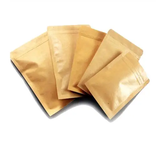 10pcs Kraft Paper Zip Lock Pouch with Aluminum Foil Food Tea Packaging Bag Snack Coffee Storage Resealable Zipper bag | Дом и сад