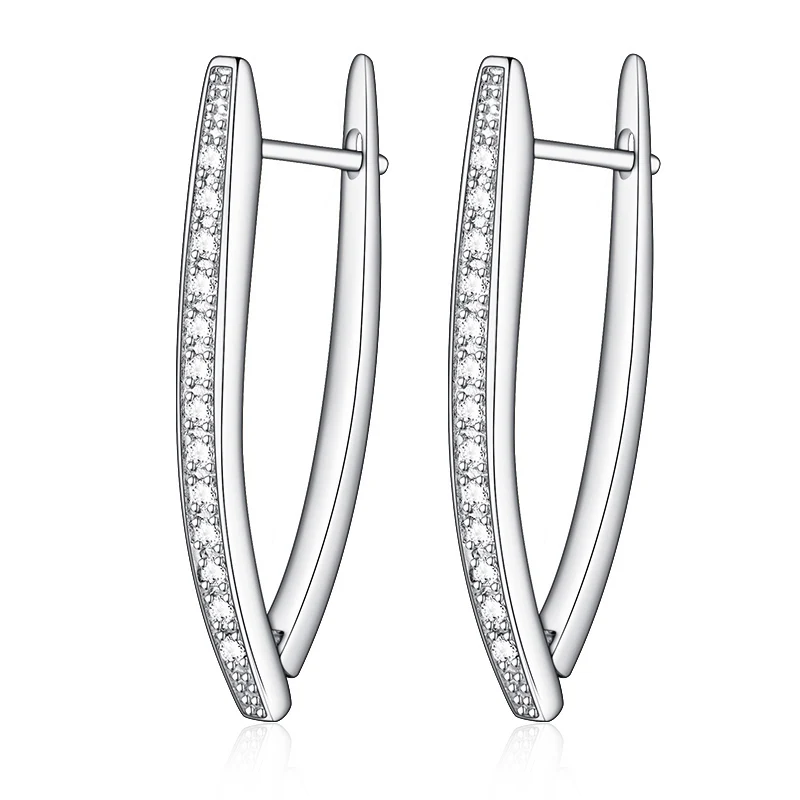 Silver MAIKALE, новинка, модные, роскошные, v-образная форма, позолоченные/посеребренные серьги с цирконием кубической огранки для женщин, ювелирное изделие, подарок, Brincos Bijoux - Окраска металла: Silver