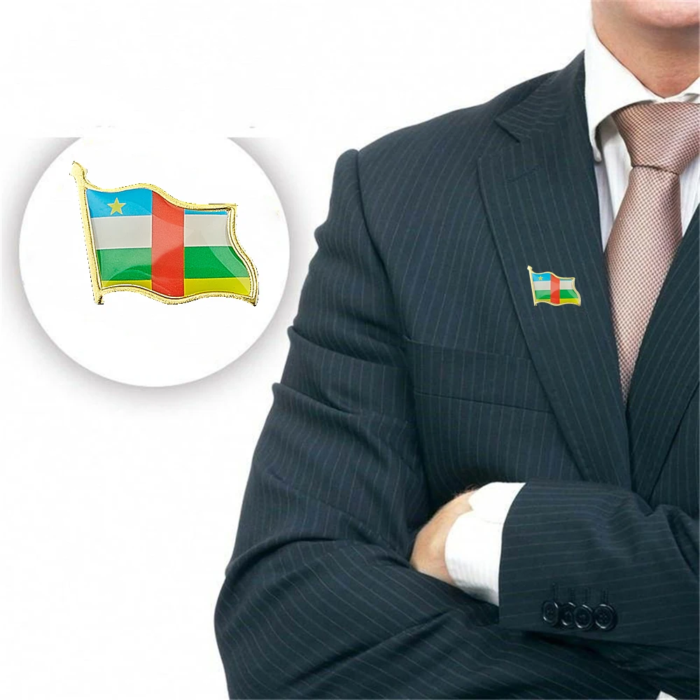 

10PCS Central African Brooch Gold Plated Flag Badge Jewelry Lapel Pins Tie Clips Decoration Accessories