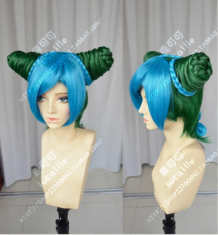 Blue and Green Аниме новые необычные приключения Джоджо Jolyne Kujo Jolyne Cujoh короткие косплей парик+ парик шапка - Цвет: Blue and Green