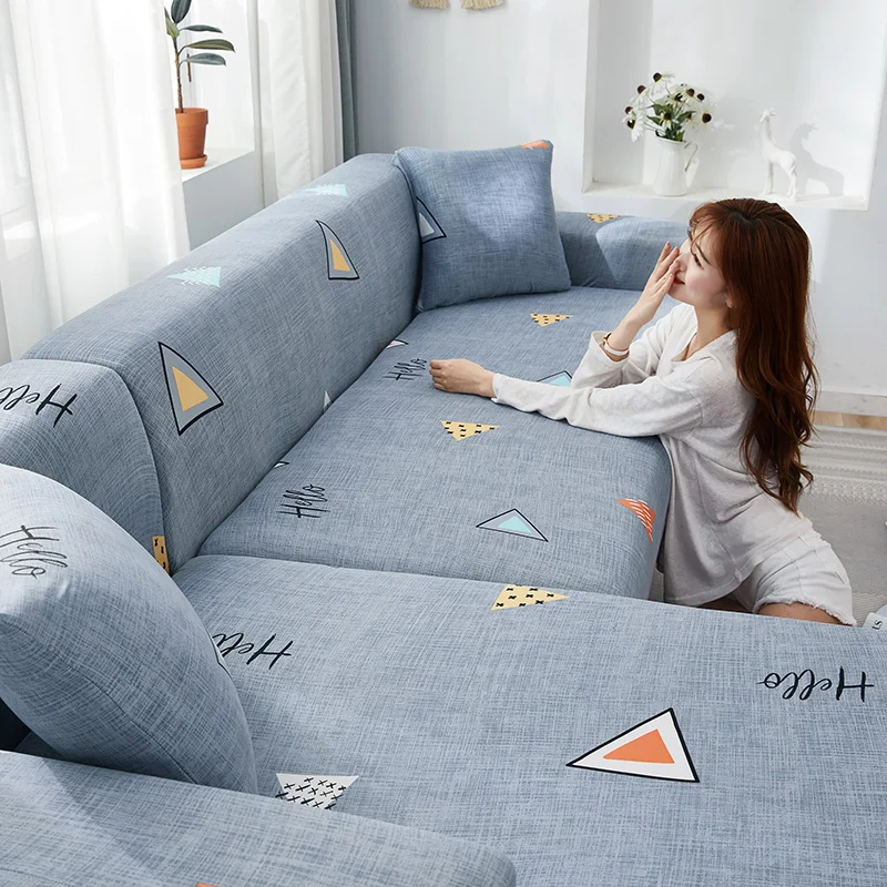 Милые синие эластичные Чехлы для дивана секционный эластичный чехол в гостиную