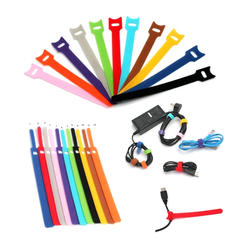 

10/20/30pcs Cable Ties Reusable Fastening Cable Ties Cable Straps Hook and Loop Strips Wire Organizer Cord Rope Holder forLaptop