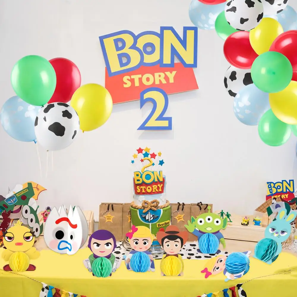 

7pcs Toy Inspired Story Honeycomb Centerpieces Table Topper for Birthday Party Decor Double Sided Cake Topper Kids Party Favor
