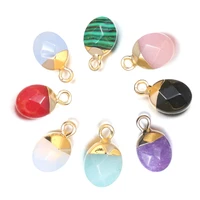 2pc natural stone pendants reiki heal cute faceted flash labradorite opal crystal for jewelry making necklace earrings gfits
