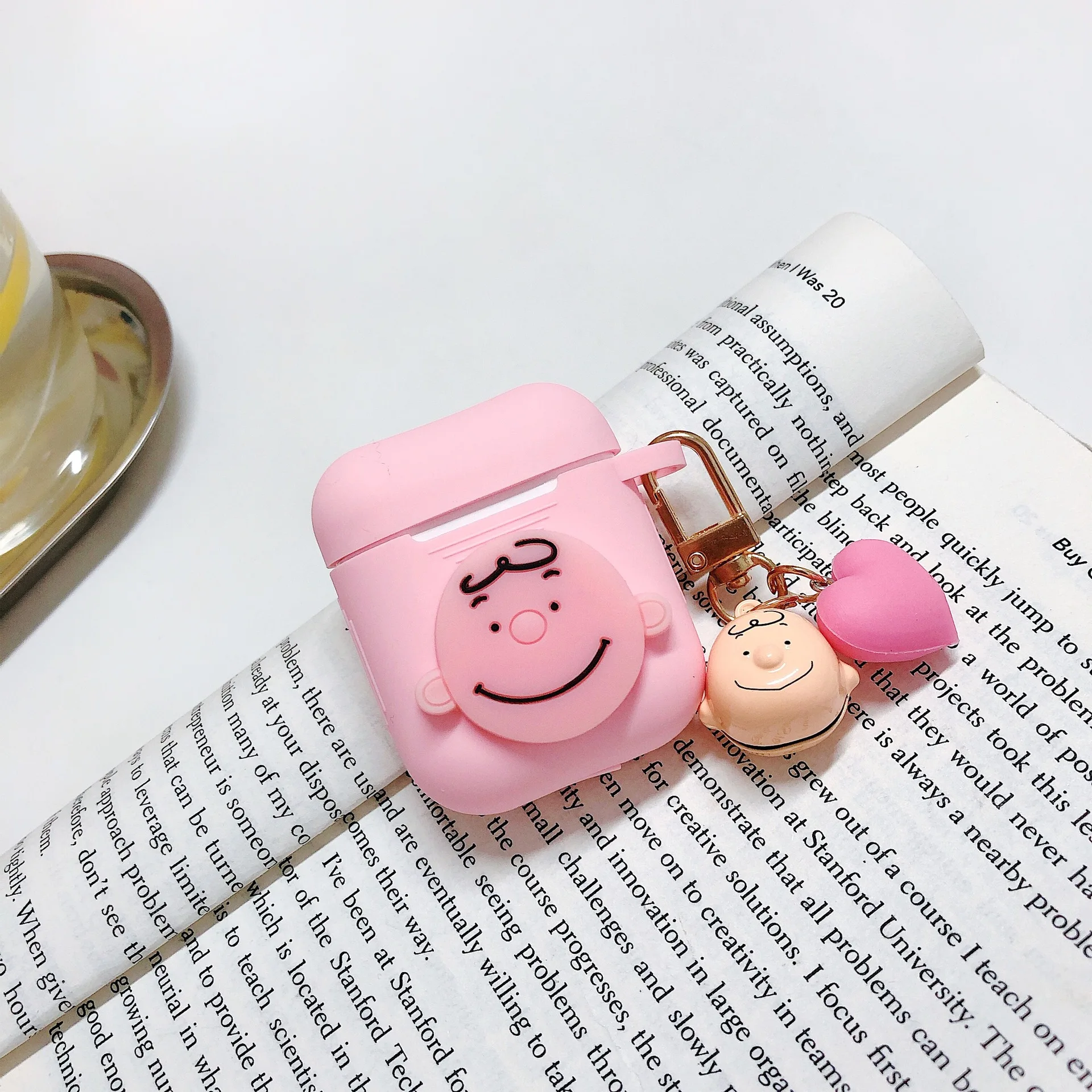 Pink Мультяшный чехол для наушников AirPods, силиконовый кулон в виде животного, беспроводные наушники, анти-шок, для Apple Airpods 2, аксессуары - Цвет: Pink