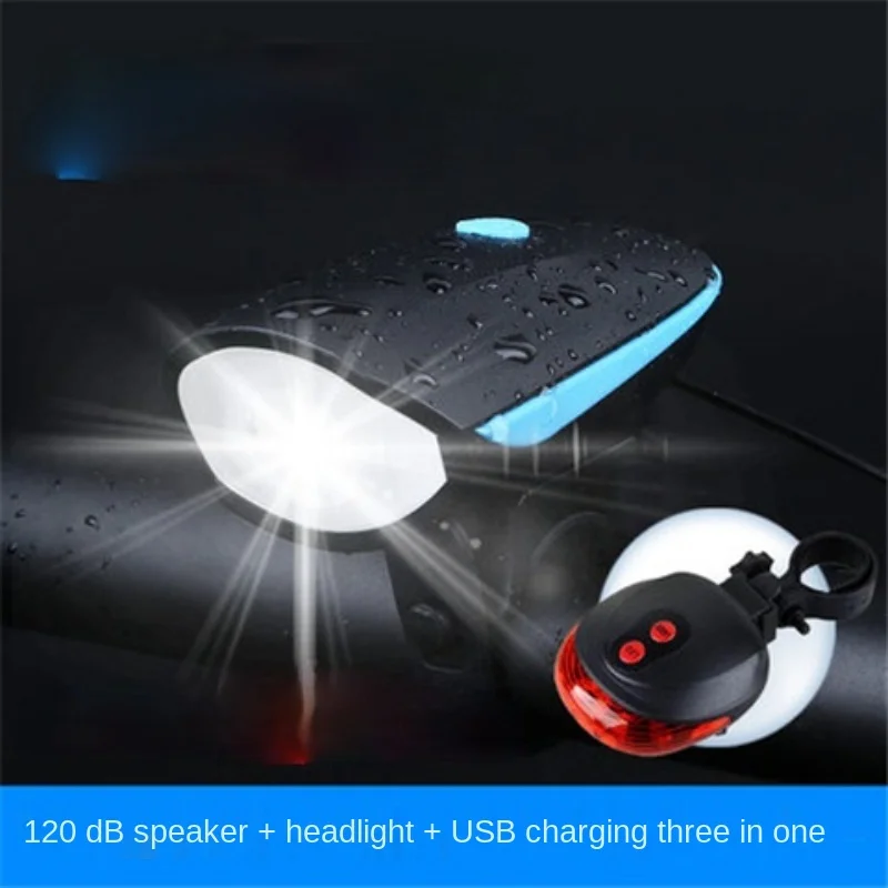 Bicycle Lamp Headlight Mountain Bike Night Riding Equipment Strong Light Flashlight Charging Horn Cycling | Спорт и развлечения