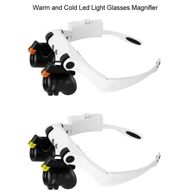 

Glasses Magnifier Cold Warm Light Source Magnifying Glass with 12 Lens 3X-10X