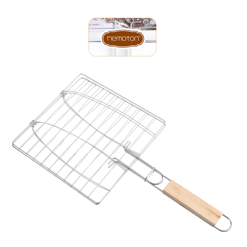

Hemoton Barbecue BBQ Grill Basket Double Fish Grilling Basket Portable Outdoor Camping BBQ Accessories