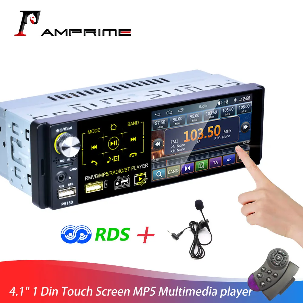 Автомагнитола AMPrime стерео система с сенсорным экраном 4 1 дюйма микрофоном MP5 Bluetooth
