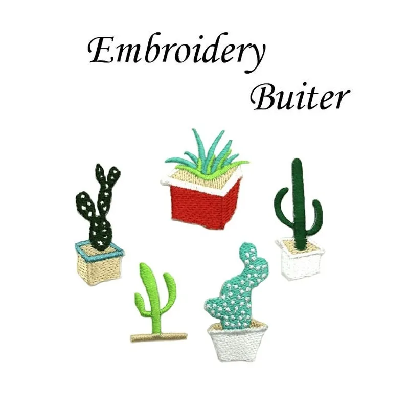 

100pcs/lot Small Cactus Plant Embroidery Patch Clothing Decoration Backpack Sewing Accessories Diy Iron Heat Transfer Applique