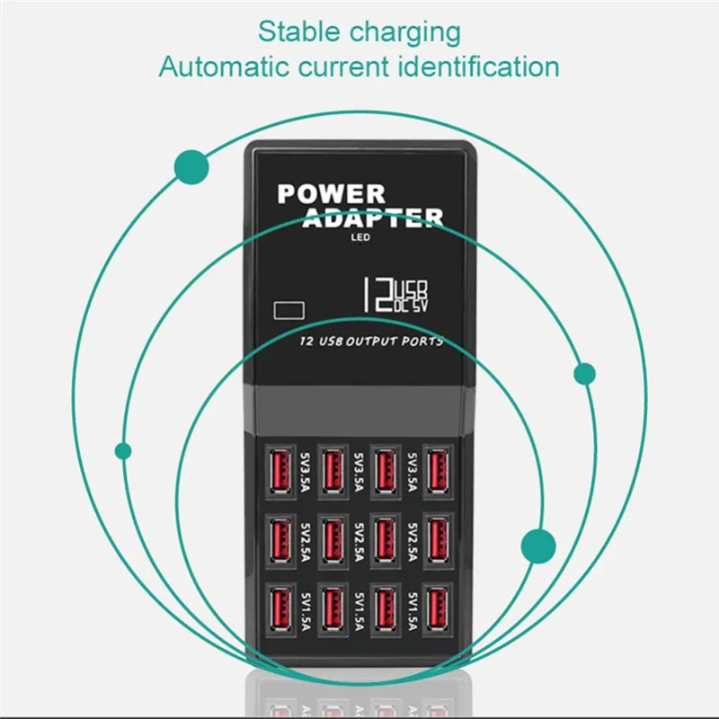 60 Вт 12 Порты и разъёмы Быстрая Зарядка телефона планшетного компьютера USB