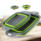 Двухслойная складная корзина для мытья фруктов и овощей, большая телескопическая корзина для слива, кухонные приспособления