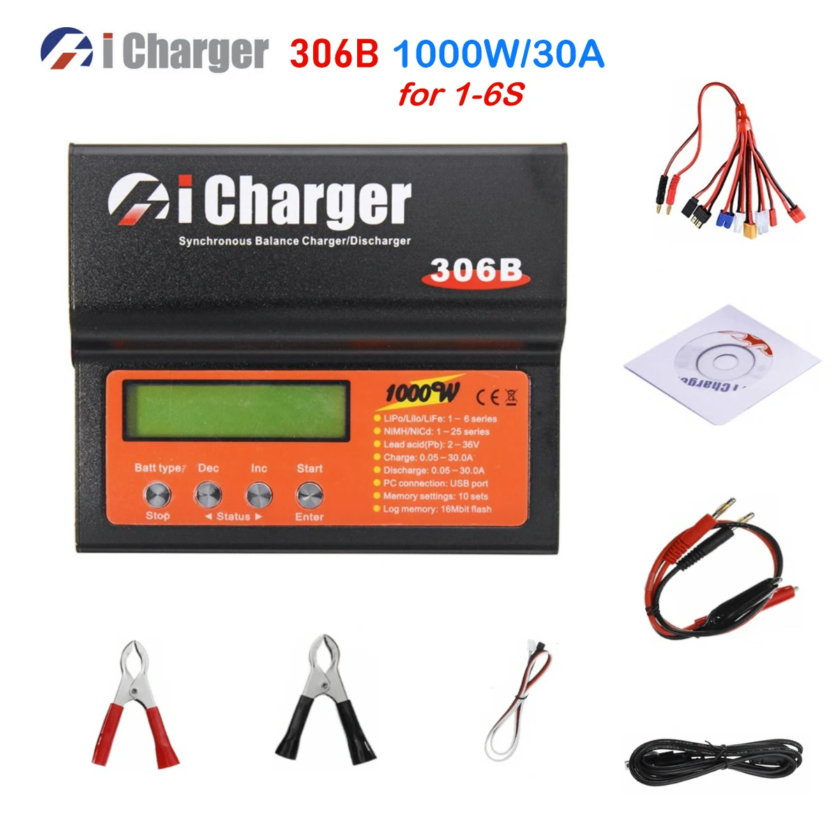 

iCharger 306B 1000W 30A Smart Blance Charger For LiPo Lilo Life NiMh NiCd Pb Battery
