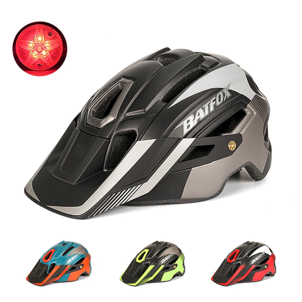 

Bike Cycling Helmet with LED Tail Light Mountain Road Bicycle Helmets Outdoor Safety Protective Helmet with Removable Visor