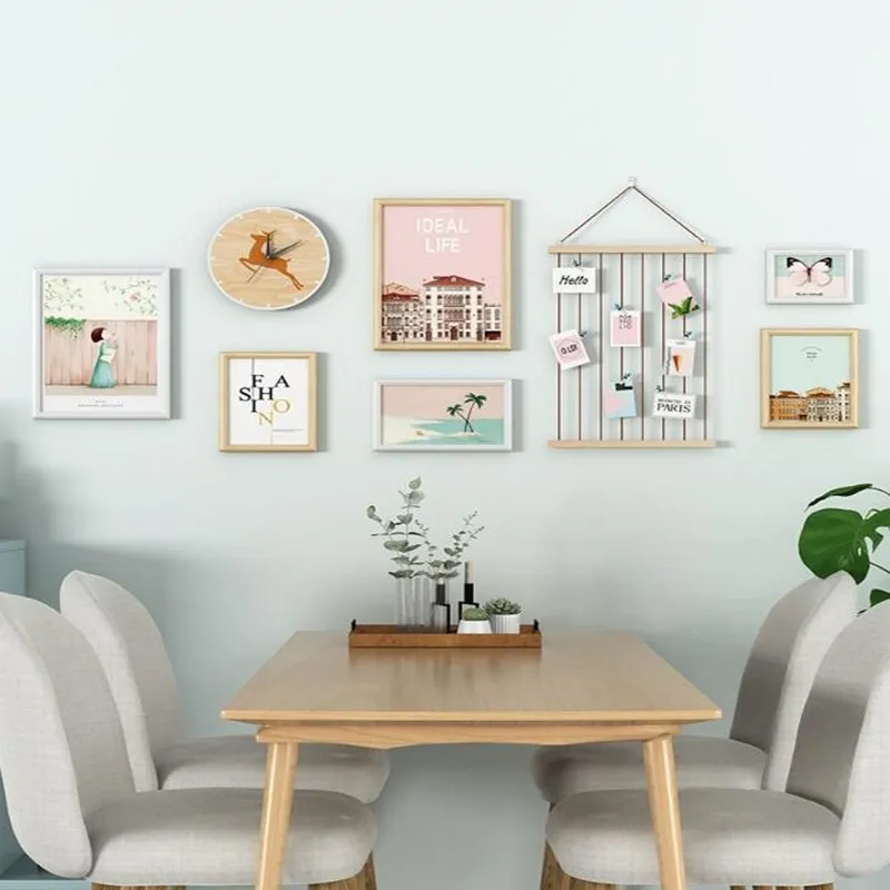 Nordic Стиль декоративная живопись фоторамка 6 Коробки с часами для декора стен