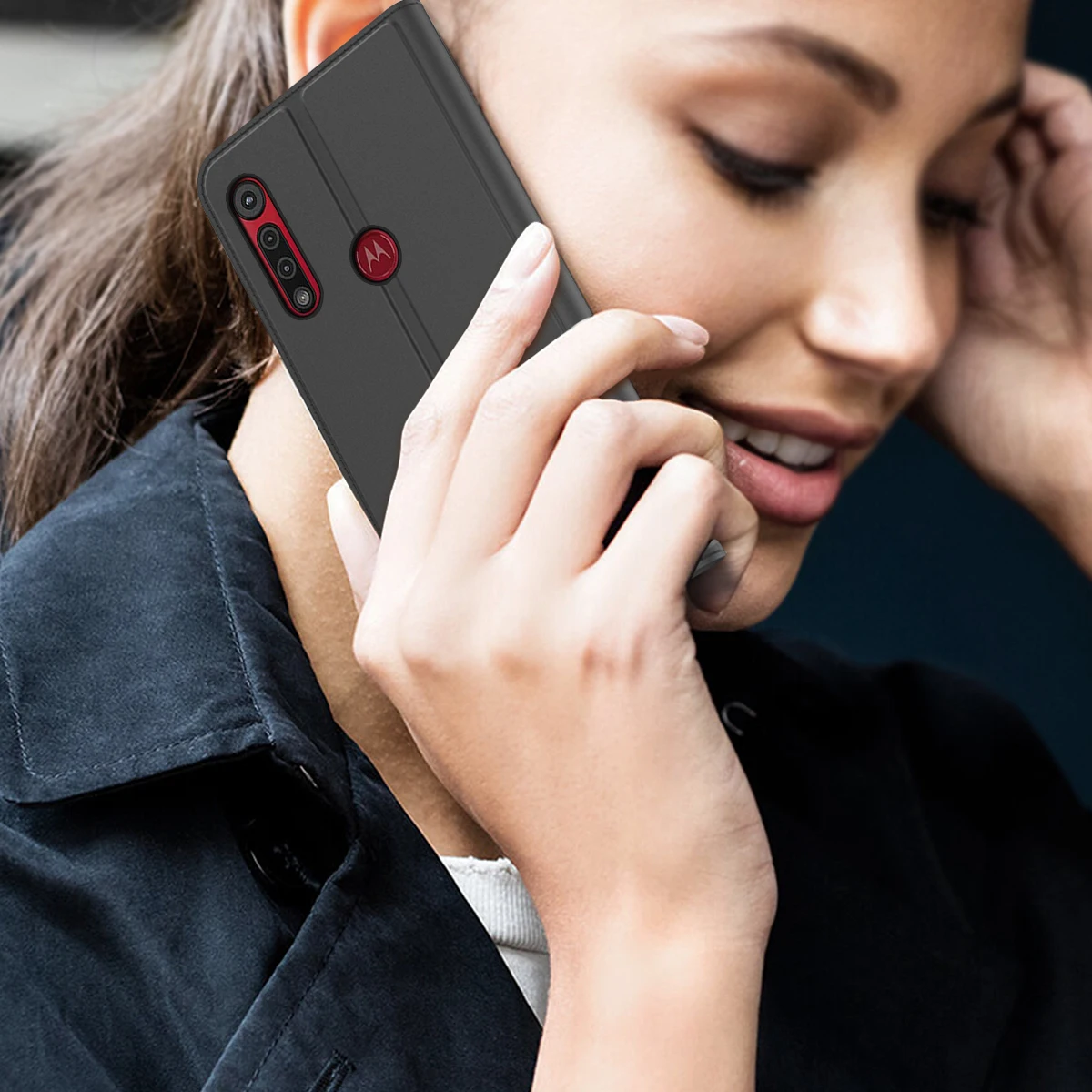Чехол из искусственной кожи для Motorola Moto G8 Plus ультратонкий Магнитный флип чехол с