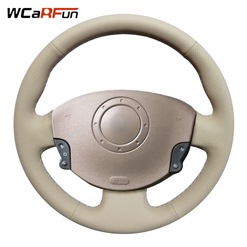 

WCaRFun Beige Artificial Leather Car Steering Wheel Cover for Renault Megane 2 2003-2008 Kangoo 2008 Scenic 2 2003-2009