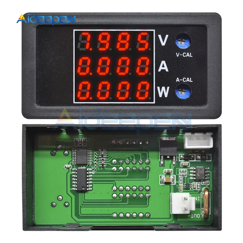 DC 0-100V 0-10A 1000W 0,2" светодиодный цифровой вольтметр Амперметр ваттметр 4-разрядный Напряжение прибор для измерения тока Мощность монитор Счетчик с проводом