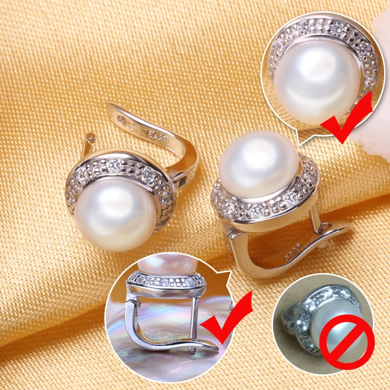 

FENASY 925 Sterling Silver Stud Earrings Natural Pearl Earrings Crystal Sapphire Emerald Earrings For Women Party Jewelry