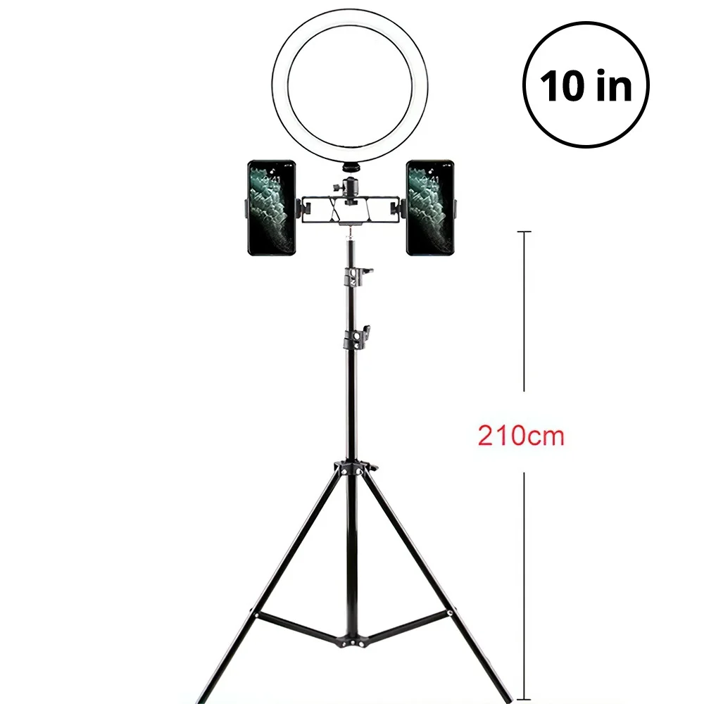 Светодиодный кольцевой светильник 26 см с триподом 210 для камеры настольная лампа