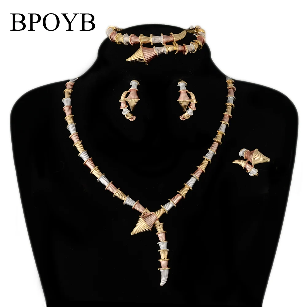 

BPOYB Лидер продаж, лучшее ожерелье, комплект золотых ювелирных изделий, вечерние вечеринка, свадьба, роскошная фирменная живопись, 3 цвета, Ит...