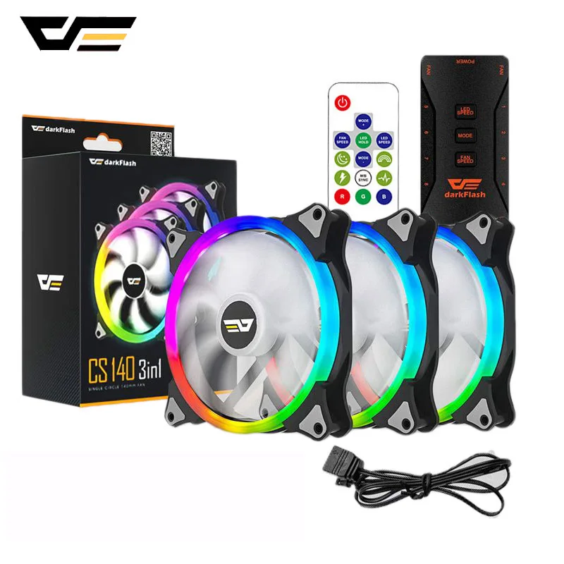 

Кулер darkFlash CS140 для ПК, 140 мм, RGB-подсветка, 5 В/3 контакта