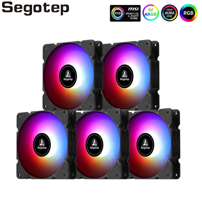 

Segotep PC Fan 120mm Computer Case CPU Cooling Fan Cooler 5V 3PIN Aura Sync RGB Quiet Adjust Fan Speed PC Cooler ARGB Case Fan