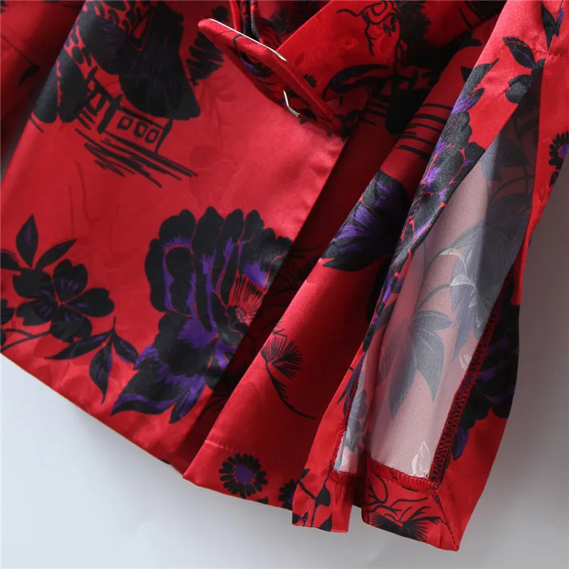 

Fashion Floral Print Blazer Women Long Sleeve Red Office Ladies Blazer Coat Elegant Chic Blazer Jacket