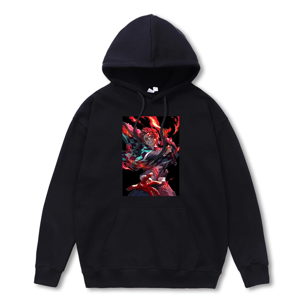 

Толстовка мужская с капюшоном, свитшот с рассекающим демонов камадо танджиро, модная повседневная свободная одежда с капюшоном, мультяшные...