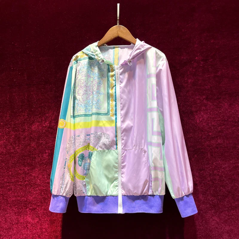 

2021 New Fashion Printing Thin Section Long-sleeved Hooded Sun Protection Clothing Casual Protection Clothing Jacket Women