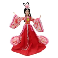 30cm chinese tradition royal queen hanfu princess doll dress girl diy make up toy doll with accessories for girls gift