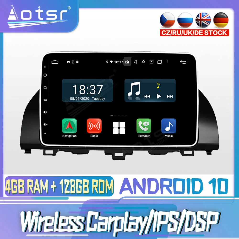 

Android 10 PX6 128G для HONDA Accord 10 2018 Автомобильный CD DVD GPS навигация Авто Радио стерео видео мультимедийный плеер головное устройство 2din