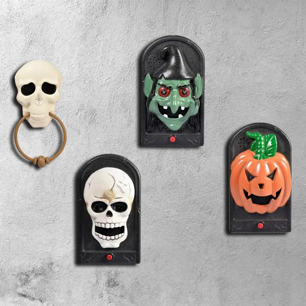 

Halloween Skull Doorbell Touch Sounds LED Light Control Skull Pumpkin Door Bell Horror Halloween Props Funny Novelty Spoof Toy