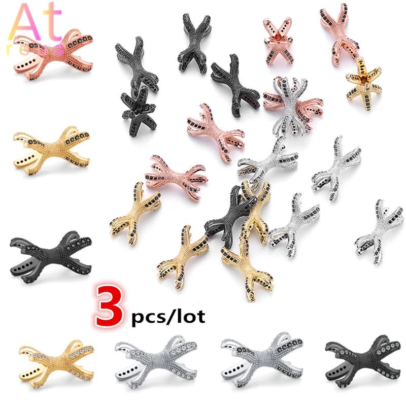 Серьги подвески Осьминог из черного и белого циркона 3 шт.|Бусины| |