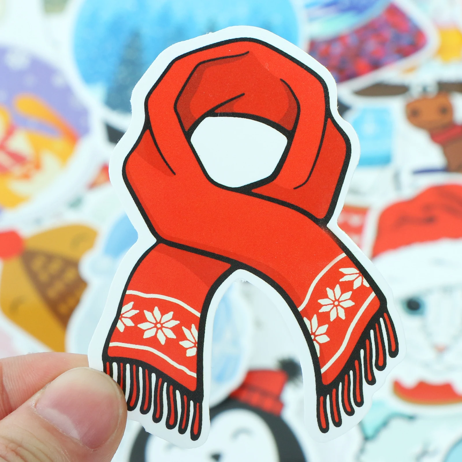 

50 PCS Winter Funny Girl Stickers Snow Element Christmas Scarf Sticker for Laptop Bicycle Car Luggage Guitar Skateboard Kids Toy
