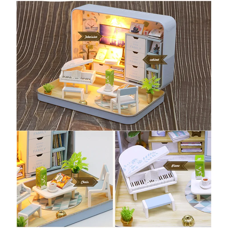 CUTEBEE кукольный домик Миниатюрный DIY кукольный домик с деревянная мебель для дома игрушки для детей подарок на день рождения Z007