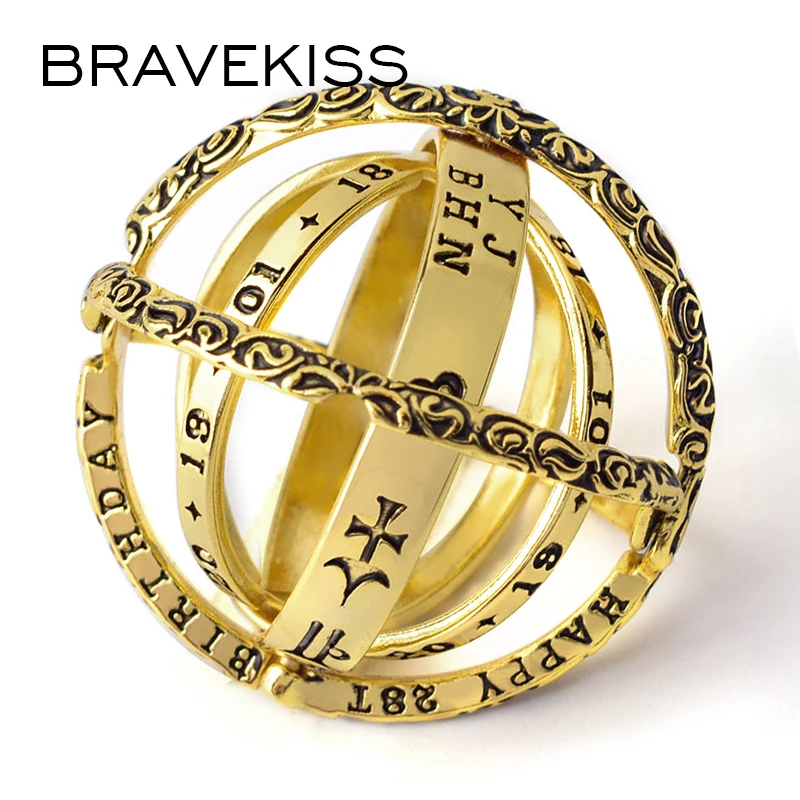 Винтажное астрономическое сферическое кольцо с шариком BRAVEKISS для мужчин и женщин