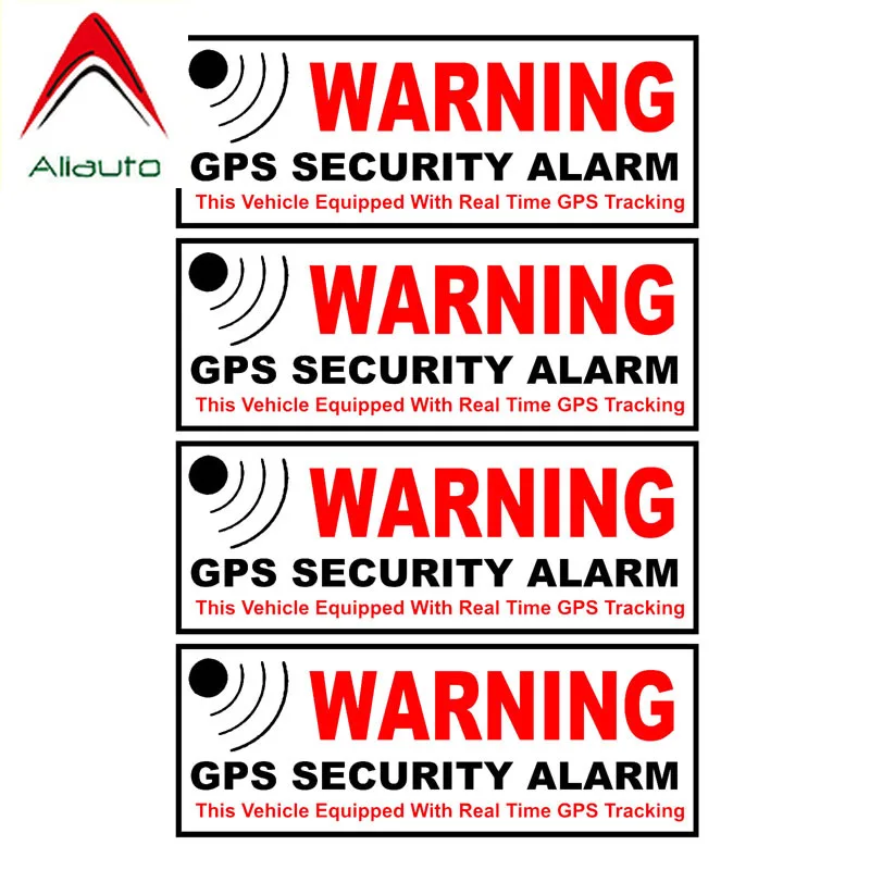 

Aliauto 4 X Caution Car Sticker Gps Security Alarm Warning Mark Reflective Decal Automobile Motorcycle Parts PVC,10cm*3cm