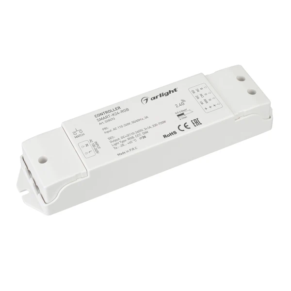 Контроллер SMART-K24-RGB (230V, 3x1A, 2.4G) ( IP20 Пластик, 5 лет)