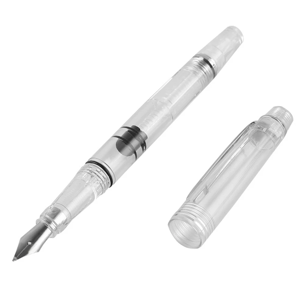 

Transparent Piston Fountain Pen Clear Ink Pen EF F Nib Extra Fine Large Capacity Writing