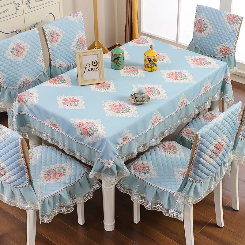 European non-slip dining table cloth round rectangle cover cushion 18 styles 1PCS tablecloth 6PCS chair bundle sale | Дом и сад