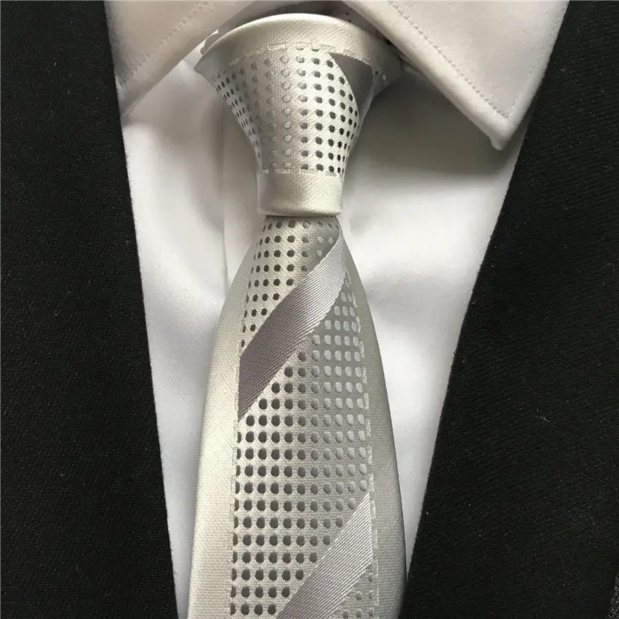 

2023 Men's Ties Jacquard Woven Neck Tie White Dots with Stripes Neckties Gravata for Men Gift