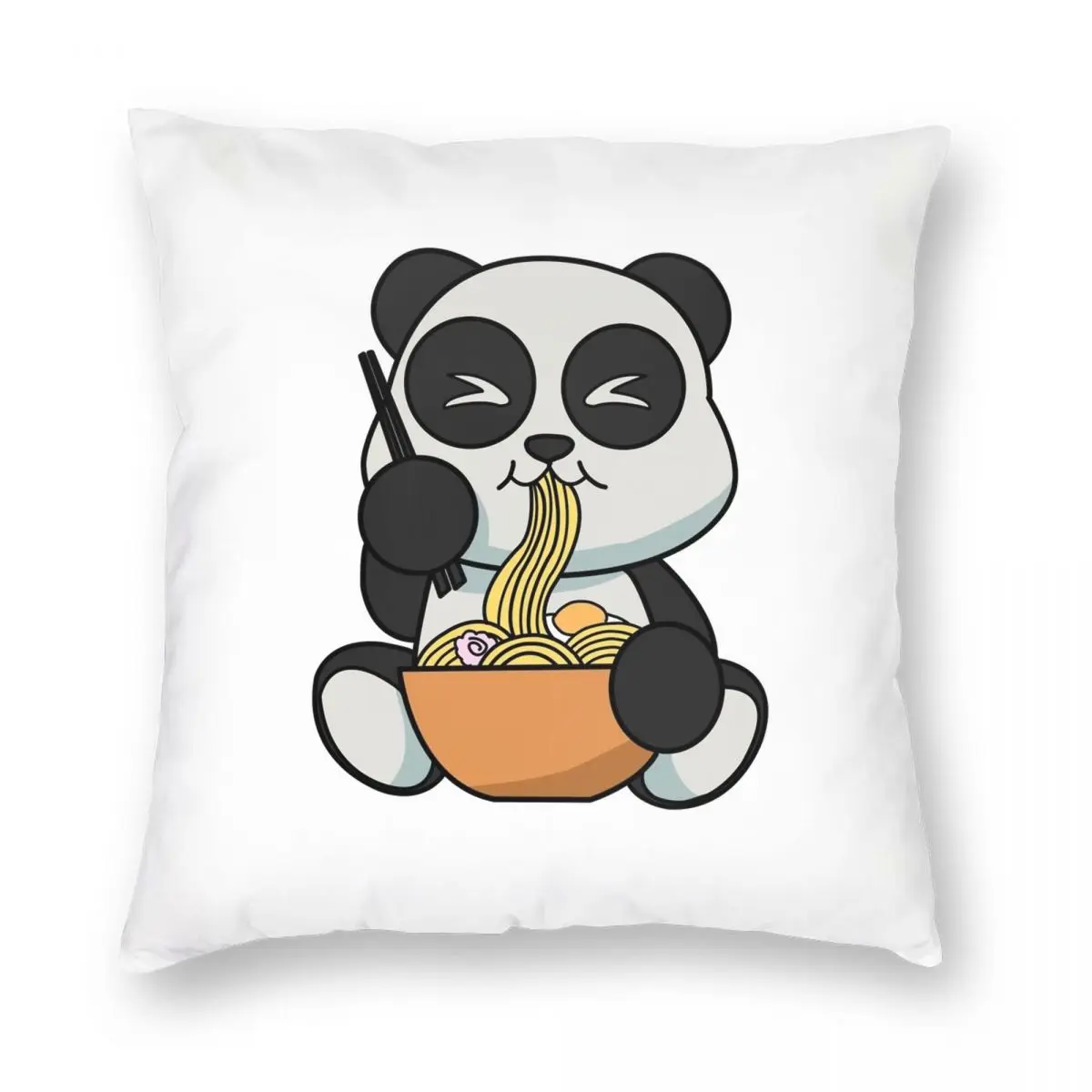 

Anime Kawaii Ramen Eating Panda Noodles Square Pillowcase Polyester Linen Velvet Pattern Zip Decorative Home Cushion Cover