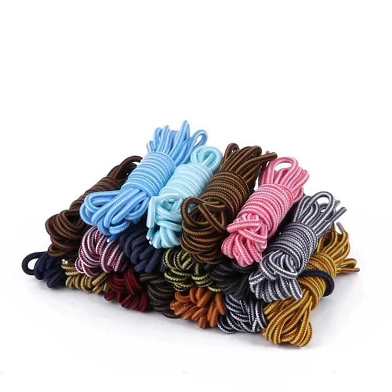 

1 Pair Round Striped Double Color Shoelaces Unisex Leather Boot Shoe Laces Outdoor Sport Sneaker Fit Strap Shoelaces TW-2