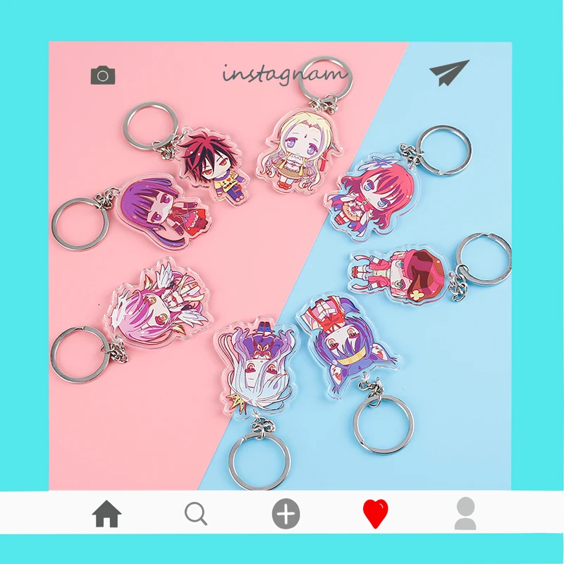 Без игры без жизни мультфильм акриловый брелок Sora Shiro милый смешной кулон мужской
