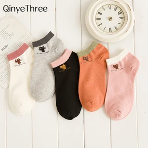 Летние Теплые удобные хлопковые женские носки с котом из бамбукового волокна женские невидимые полуноски для девушек 1 пара = 2 шт.